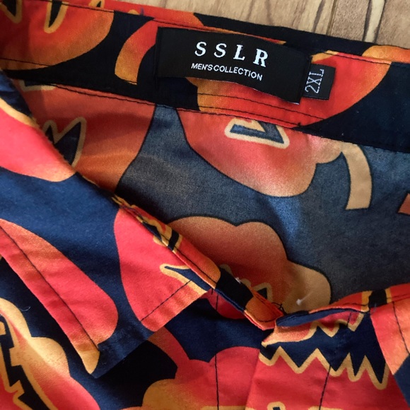 SSLR Mens Halloween Pumpkin Shirt 2XL NEW Casual Button Up Spooky Party Holiday - Picture 3 of 6